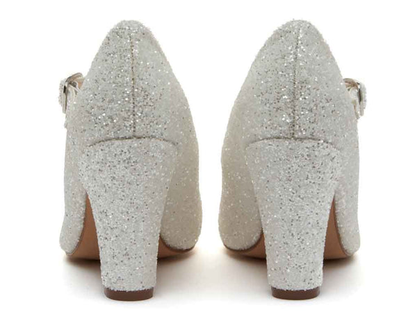 MADELINE - Ivory Snow Glitter Mary Jane Shoes