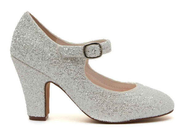 MADELINE - Ivory Snow Glitter Mary Jane Shoes