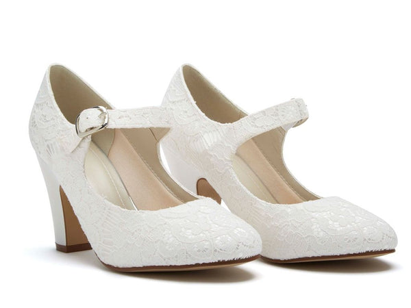 MADELINE - Ivory Lace Mary Jane Shoes