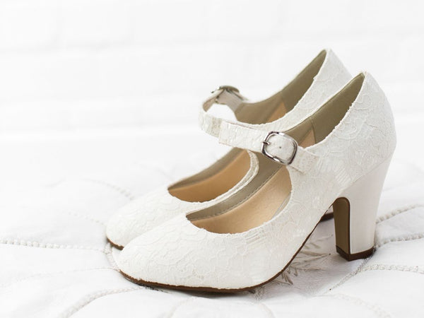 MADELINE - Ivory Lace Mary Jane Shoes