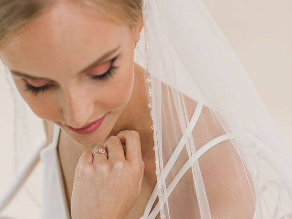 PEONY- Crystal and Pearl Edge Long Veil