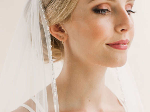PEONY- Crystal and Pearl Edge Long Veil