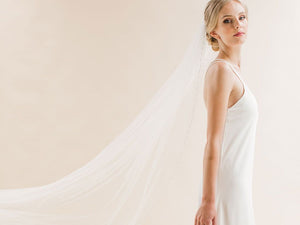 PEONY- Crystal and Pearl Edge Long Veil