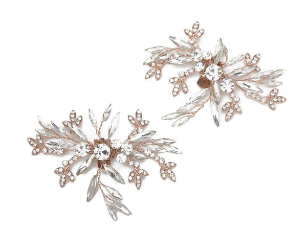 PHOENIX - Rose Gold Floral Shoe Clips