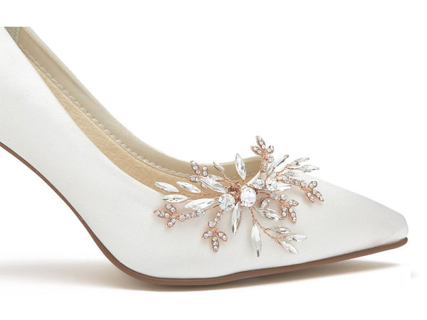 PHOENIX - Rose Gold Floral Shoe Clips