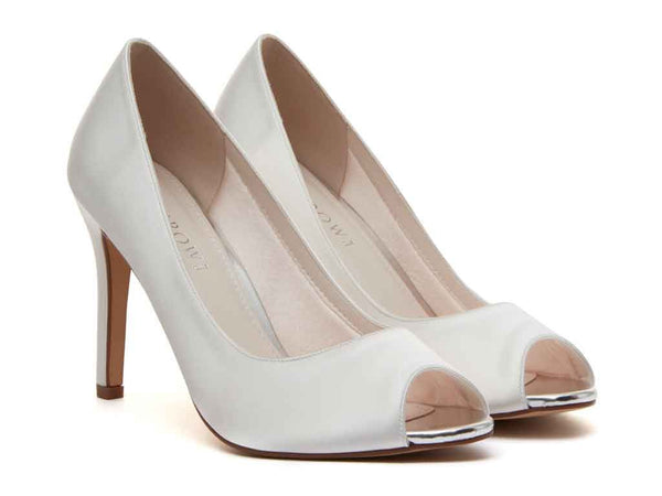 ROBYN - Ivory Satin Peep Toe Shoe