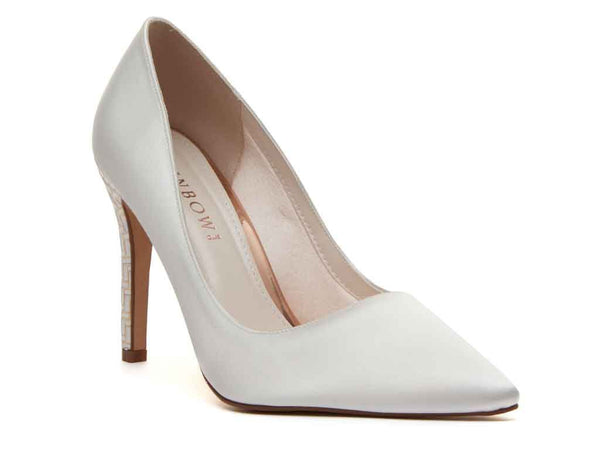 ROCHELLE - Ivory Satin & Parquet Court Shoes