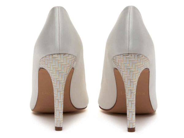 ROCHELLE - Ivory Satin & Parquet Court Shoes